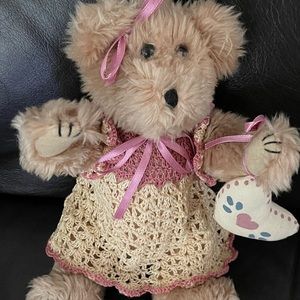 Cute Vintage Bear with Crocheted Dress.